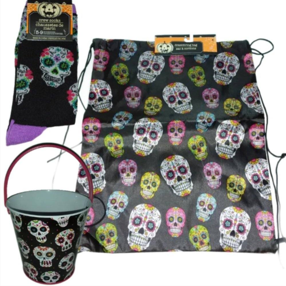 Skull Backpack, Pail & Sock Set
